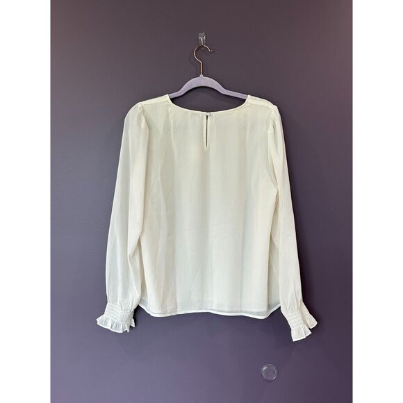 NWT J. Crew Factory Ivory Shirred Shoulder Flowy Blouse Size Medium - Picture 1 of 8